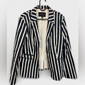 Banana Republic Women's Striped Blazer in Navy Blue and White